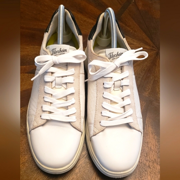 Florsheim Other - Florsheim HEIST Plain Toe Men's White Sneakers Leather Size 10.5 Wide
